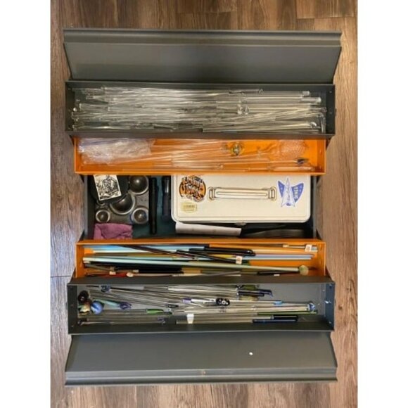 22-Inch Metal Tool Box, 3-Layer 5-Tray Portable Folding Tool Chest Organizer - Picture 1 of 2